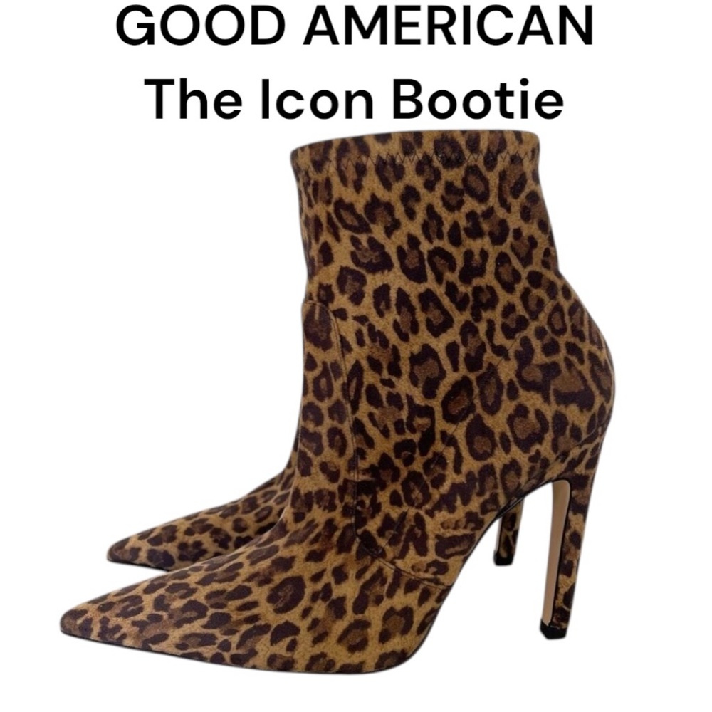 NWT GOOD AMERICAN LEOPARD PRINT ‘ICON’ BOOTIE MADE IN SPAIN Size 10 NWT